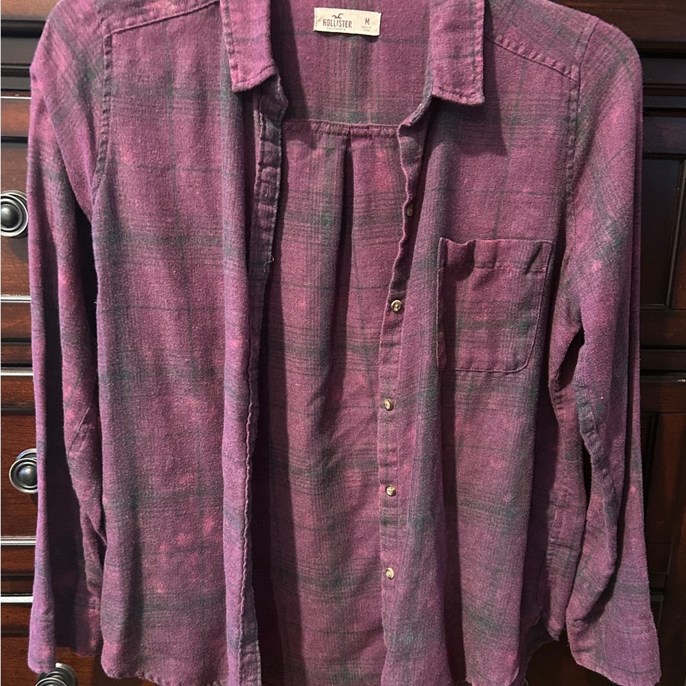 Hollister Maroon Plaid Shirt